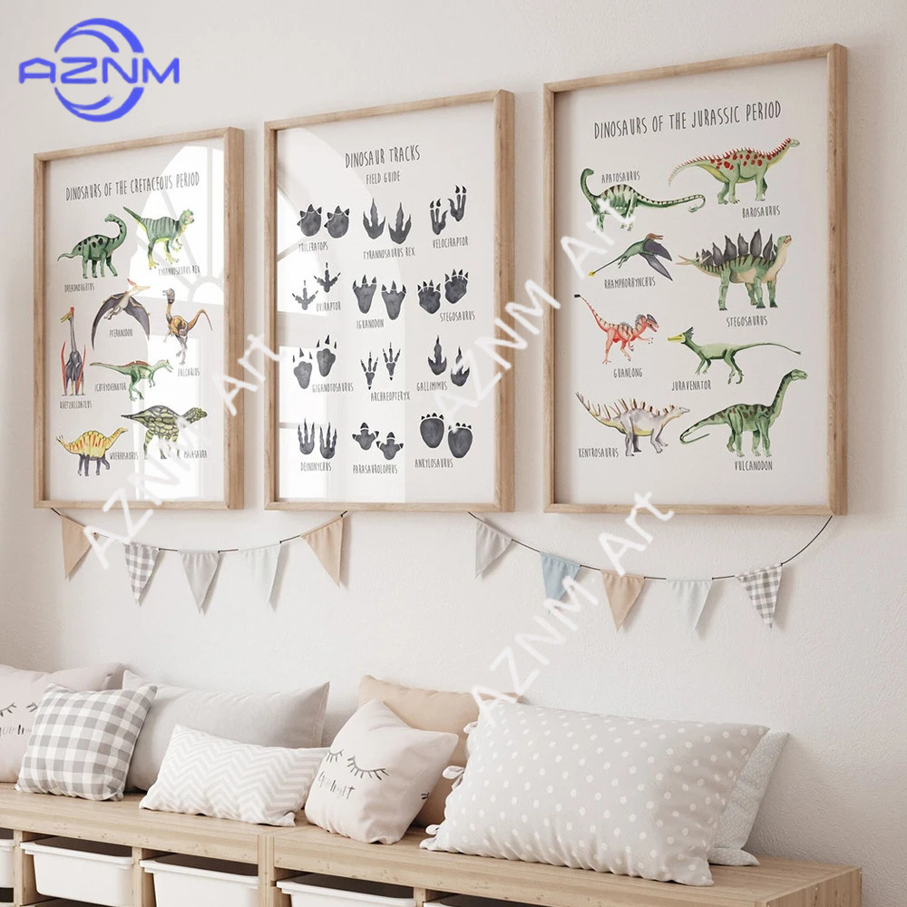 Kids Educational Device - 1/3 SZT., Plakat edukacyjny z dinozaurami